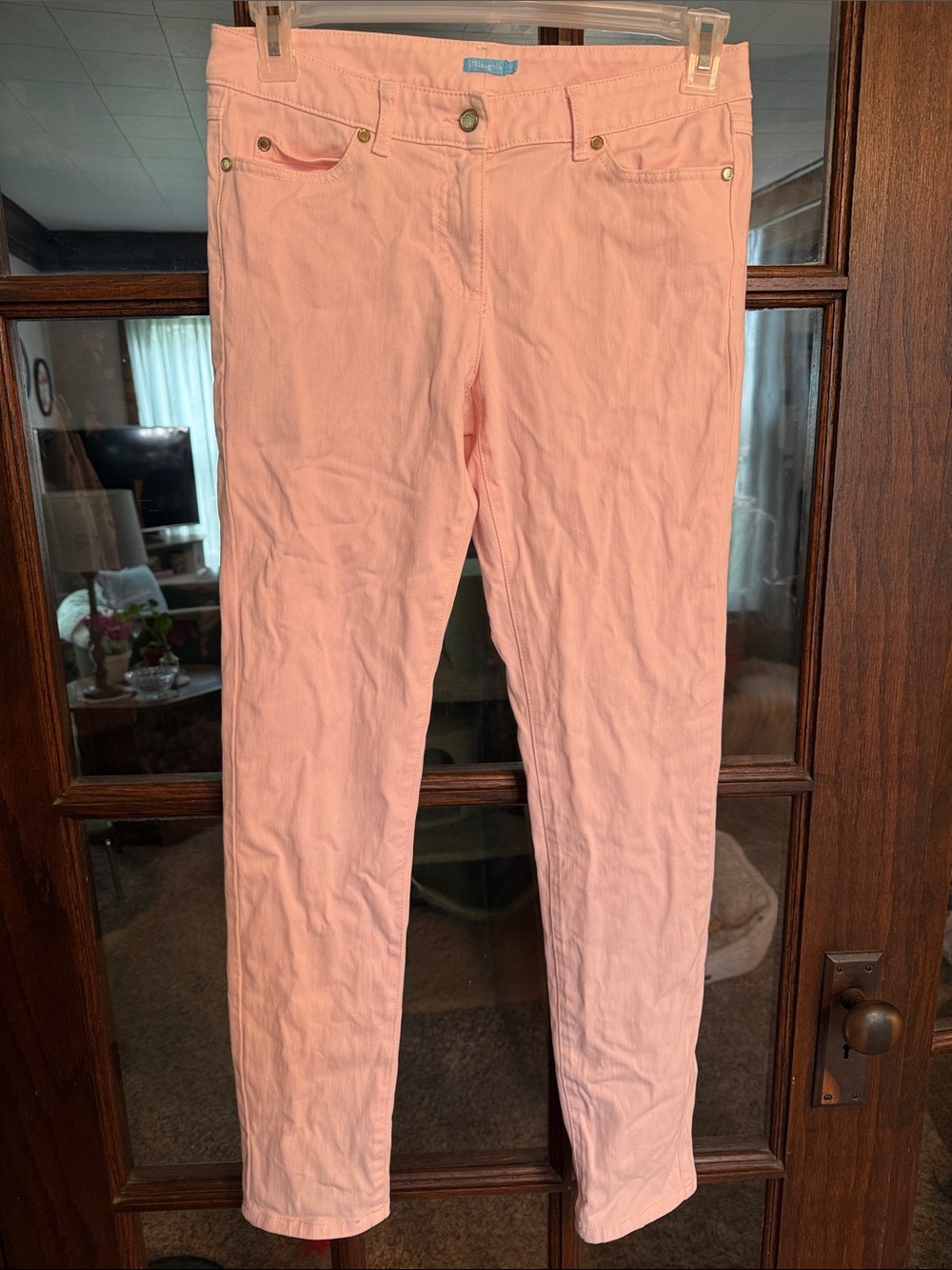 J. McLaughlin Lexi Slim Leg Jeans Pastel Pink Size 6 Five Pocket Stretch Denim